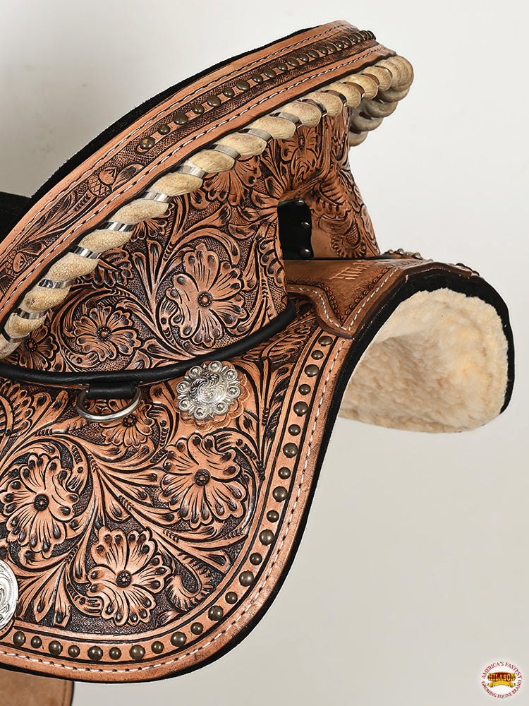 HILASON Western Horse Treeless Trail Barrel American Leather Saddle | for Horses