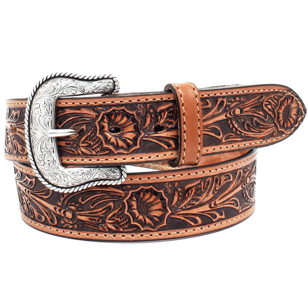 Nocona Leather Mens Belt Salinas Made In The Usa 1-1/2 Floral Tan – by Hilason – Cowboy and equestrian accessories