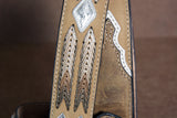Nocona Leather Mens Belt Lacing Design Silver Diamond Conchos Brown