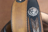 Nocona Leather Mens Belt String Lace 1-1/2 In Silver Conchos Black