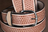 Hilason Basketweave Made In Usa Gun Holster Leather Work Belt Brown