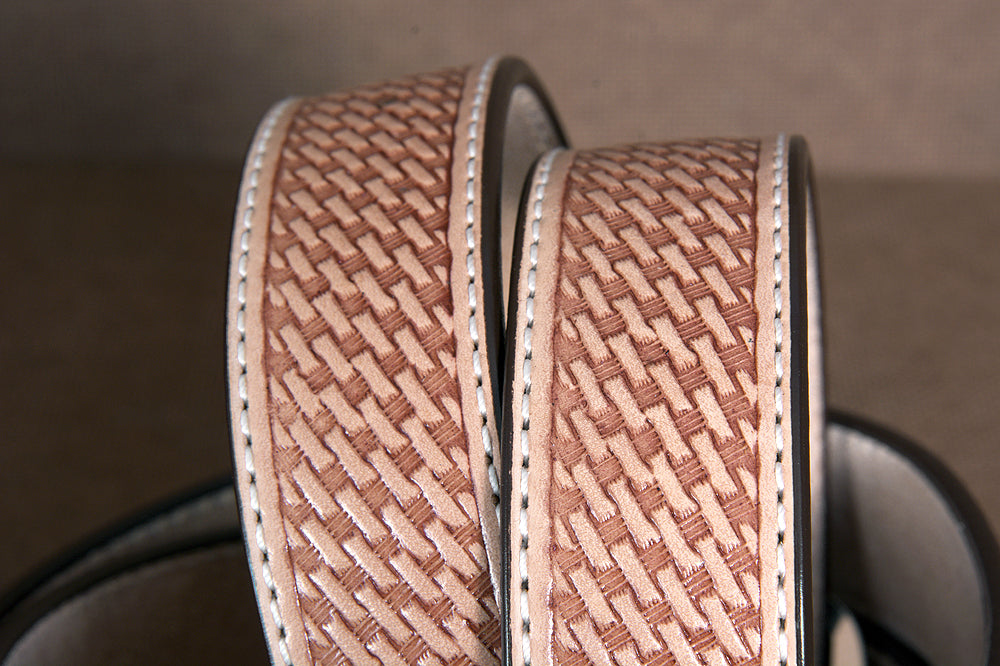Hilason Basketweave Made In Usa Gun Holster Leather Work Belt Brown