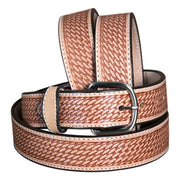 Hilason Basketweave Made In Usa Gun Holster Leather Work Belt Brown