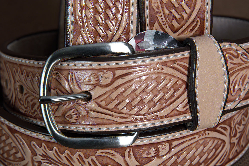 Hilason Oakleaf Made In Usa Gun Holster Leather Work Belt Brown