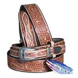Hilason Oakleaf Ranger Made In Usa Gun Holster Leather Work Belt Brown