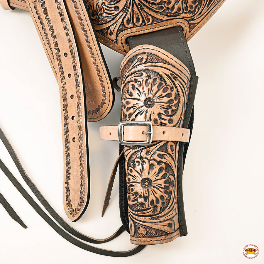 HILASON Western Double Hand Gun Holster Rig 44/45 Caliber Leather Cowboy | Costume Belt