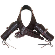 38 In Hilason Western Double Hand Gun Holster Rig 44/45 Cal Leather