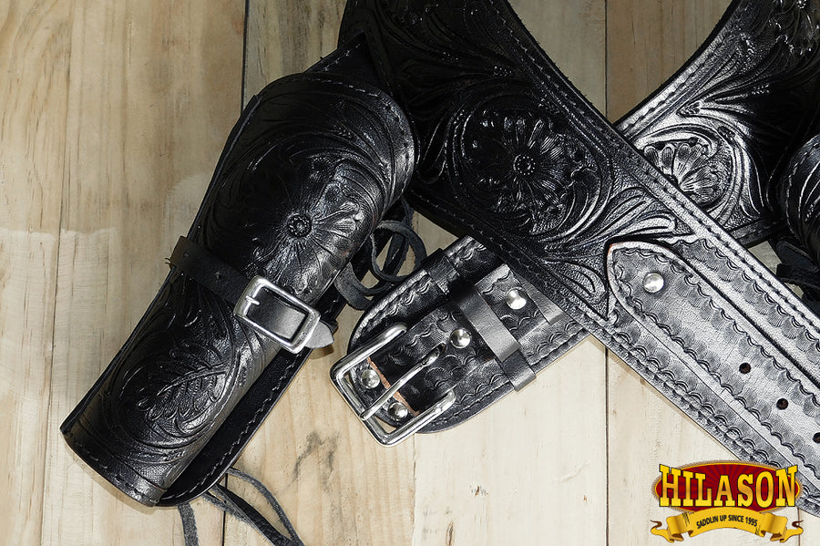 42 In Hilason Double Caliber 44/45 Leather Western Cowboy Gun Rig Holster