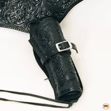 HILASON Double Caliber 44/45 Leather Western Cowboy Gun Rig Holster | Costume Belt