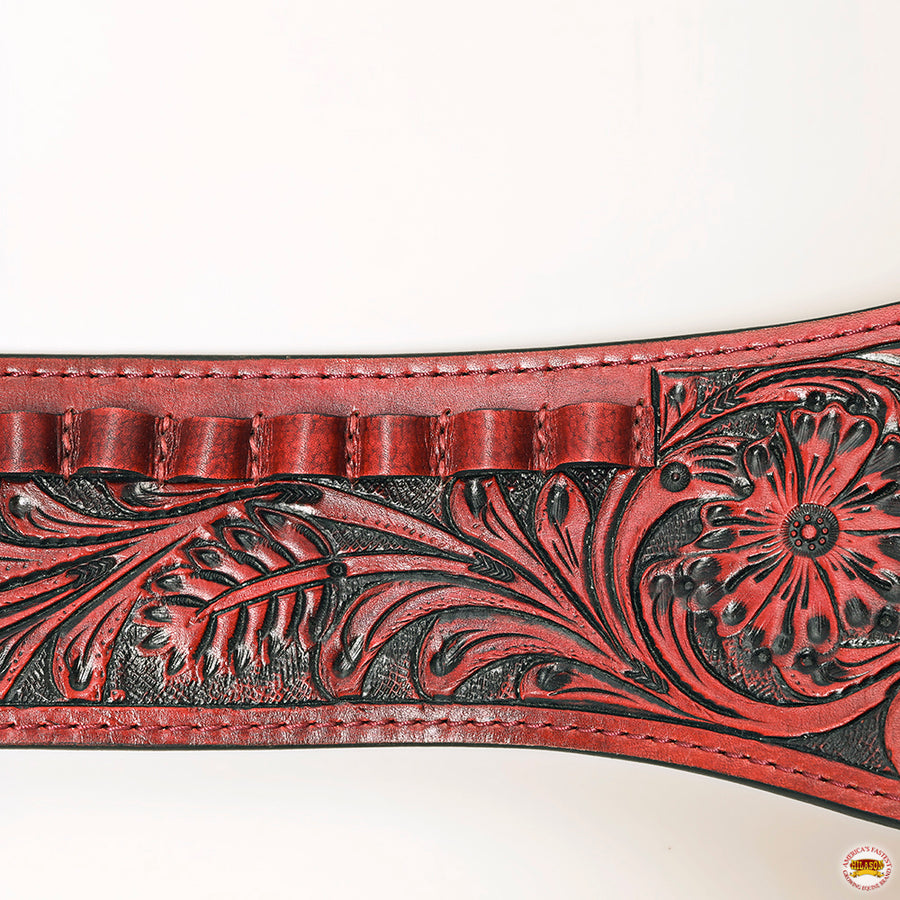 HILASON Double Caliber 44/45 Leather Cowboy Gun Rig Holster Mahogany | Costume Belt