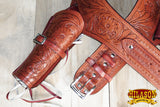 46 In Hilason Double Caliber 44/45 Leather Western Cowboy Gun Rig Holster