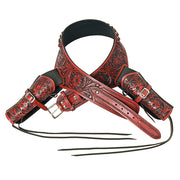 HILASON Double Caliber 44/45 Leather Cowboy Gun Rig Holster Mahogany | Costume Belt