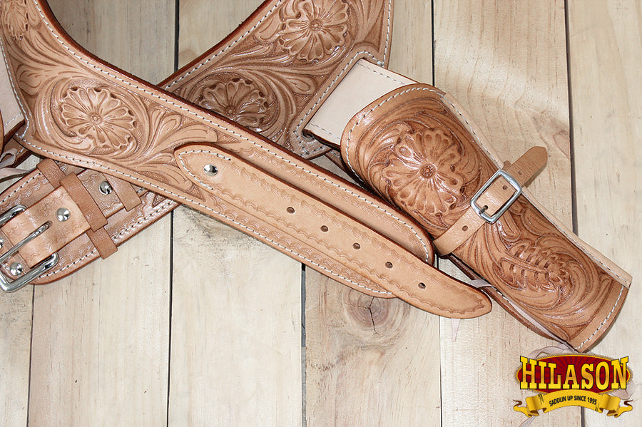 42 In Hilason Double Caliber 44/45 Leather Western Cowboy Gun Rig Holster