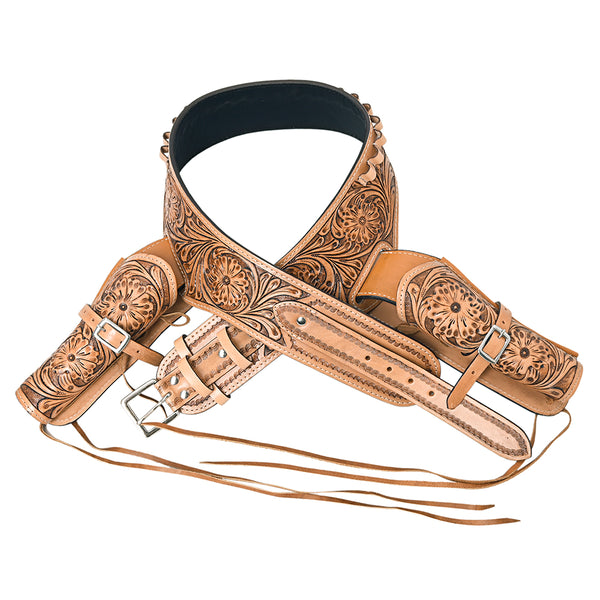 Hilason Double Caliber 44/45 Leather Western Cowboy Gun Rig Holster - Uhorse