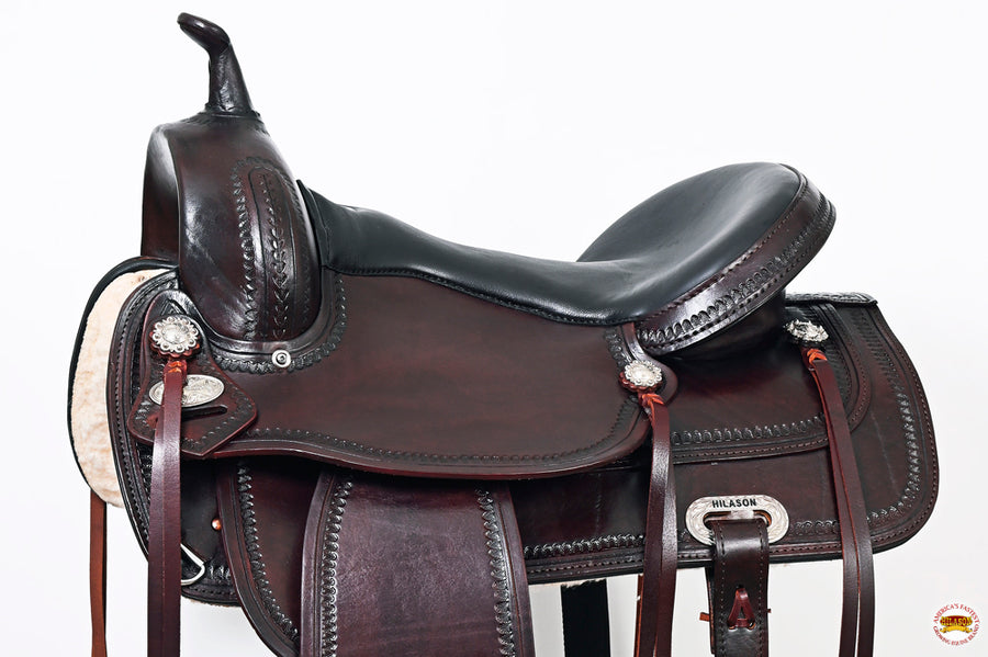 HILASON Western Horse Saddle American Leather Flex Tree Trail & Pleasure Dark Brown | for Horses