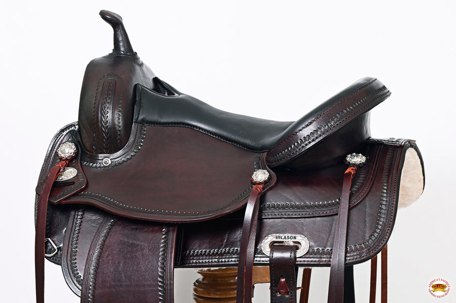 HILASON Western Horse Saddle American Leather Flex Tree Trail & Pleasure Dark Brown | for Horses