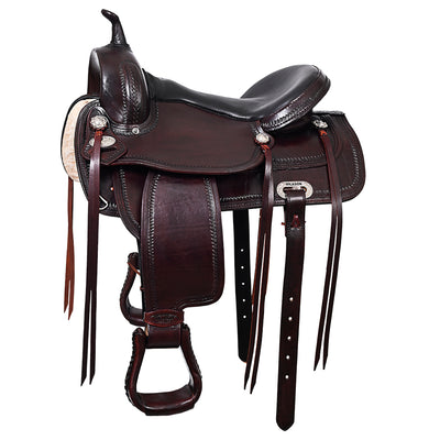 HILASON Western Horse Saddle American Leather Flex Tree Trail & Pleasure Dark Brown | for Horses