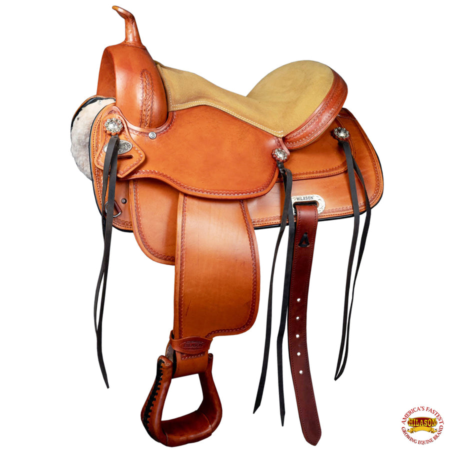 15 In Western Horse Saddle American Leather Treeless Trail Pleasure Hilason - Uhorse