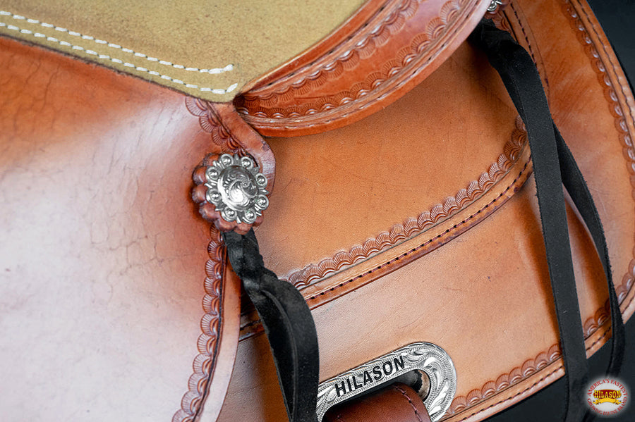 HILASON Western Horse Saddle American Leather Treeless Trail Pleasure | Barrel for Horses