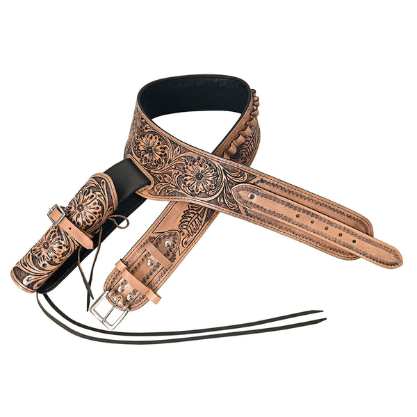 Hilason Western Right Hand Gun Holster Rig 44/45 Caliber Leather Cowboy - Hilason