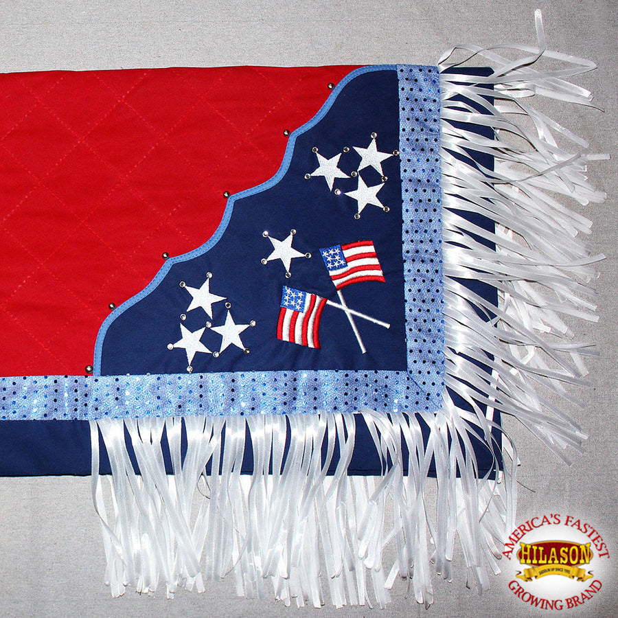 Hilason Handpaint Show Barrel Racing Saddle Blanket Pad Patriotic Us by Hilason – Cowboy and equestrian accessories