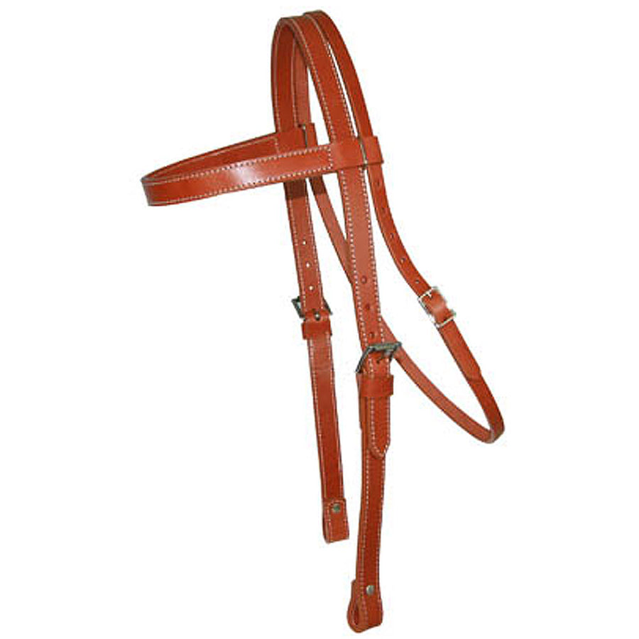 Tan leather Western bridle with white stitching - Uhorse