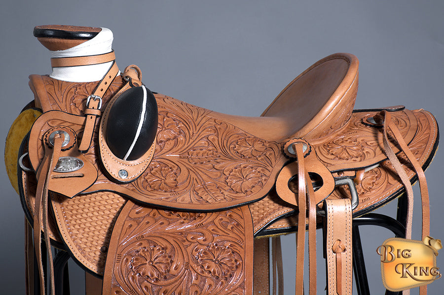 HILASON Western Horse Saddle American Leather Wade Ranch Roping Tan | Hand Tooled & For Horses