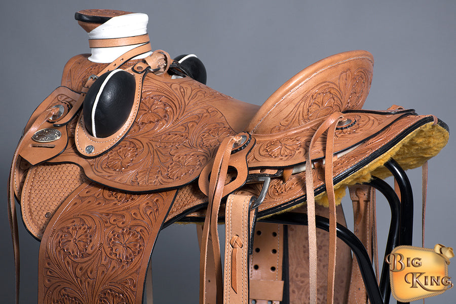 HILASON Western Horse Saddle American Leather Wade Ranch Roping Tan | Hand Tooled & For Horses