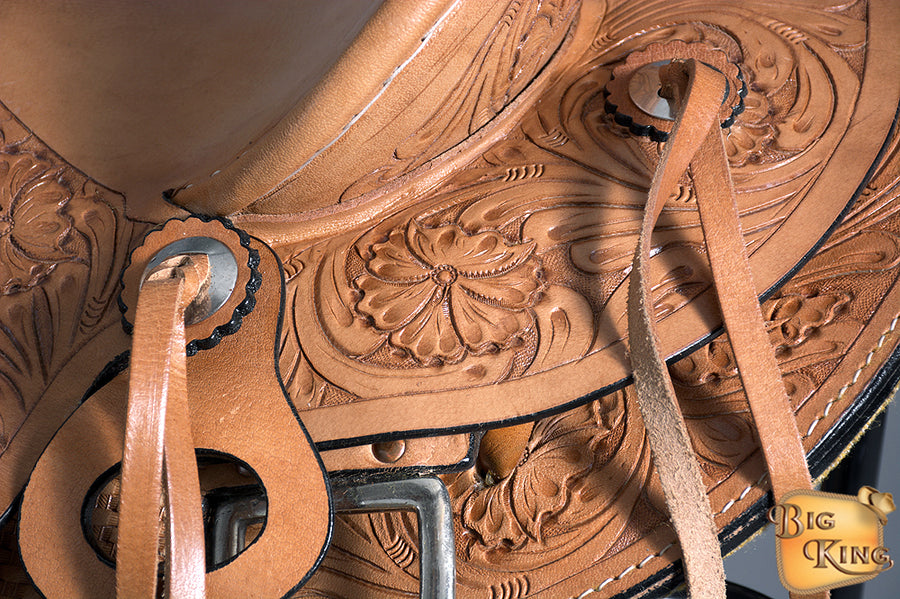 HILASON Western Horse Saddle American Leather Wade Ranch Roping Tan | Hand Tooled & For Horses