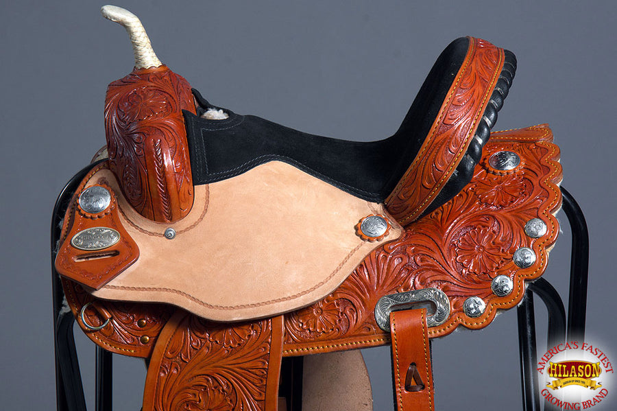 HILASON Western Horse Saddle American Leather Flex Trail Barrel Tack | American Saddle Horse | Leather Saddle | Western Saddle | Saddle for Horses | Horse Saddle Western