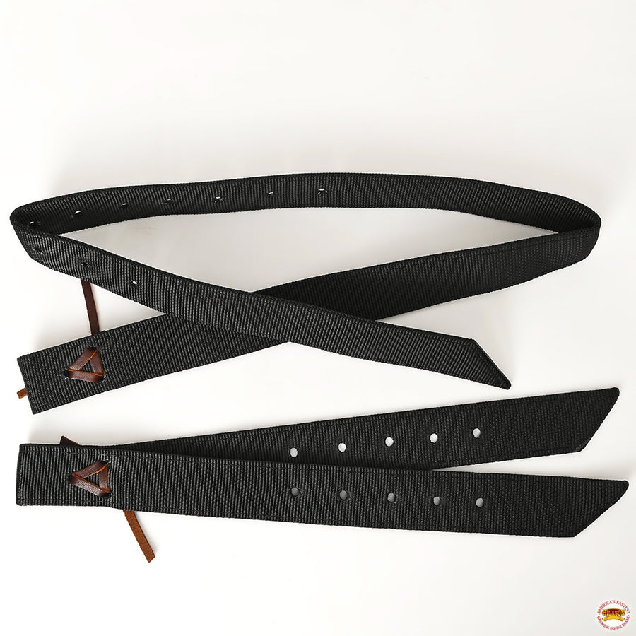 Hilason Premium Double Nylon Cinch Tie Strap And Off Billet Set - Black