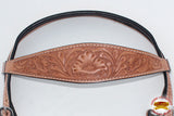 Hilason Western Horse Headstall Bridle American Leather Tan Floral Carved