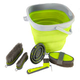 10 Ltr Hilason Western Horse Care Grooming Kit Collapsible Bucket Set Lime Green