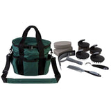 7.5"Lx10.5"Wx10"H Hilason 10 Pc. Premium Grey Horse Grooming Kit Hunter Green B