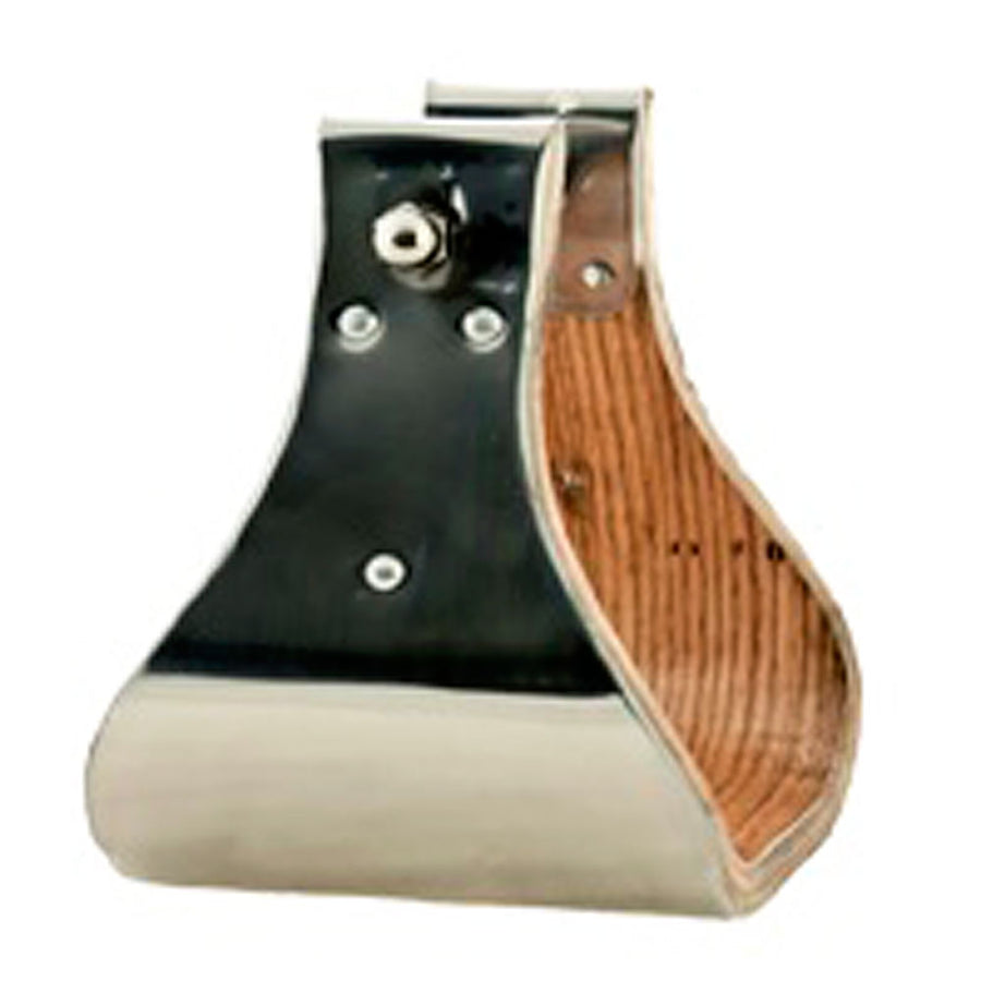 Leather saddle bag with wood grain and cream colored base panel - Uhorse