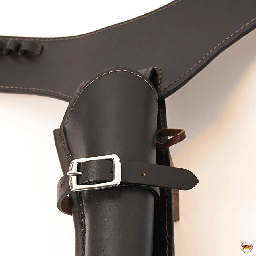 HILASON Western Right Hand Gun Holster Rig 44/45 Caliber Leather Cowboy | Costume Belt