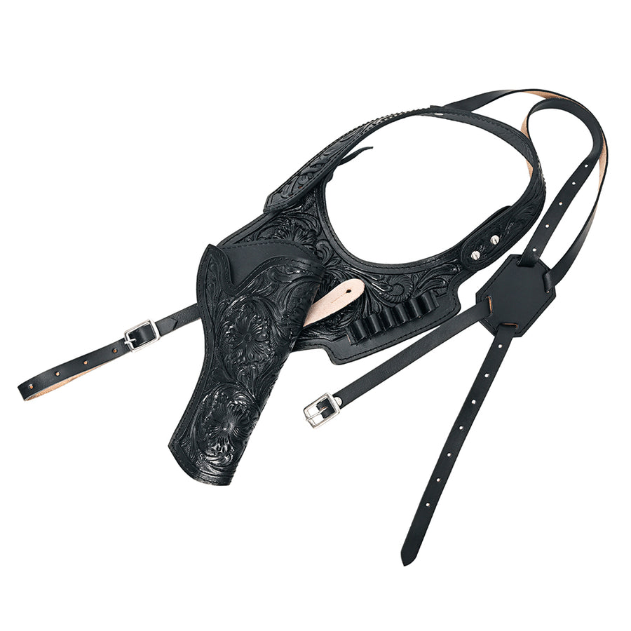 Hilason Western Leather Shoulder Rig Gun Holster 44/45 Caliber Black - Uhorse