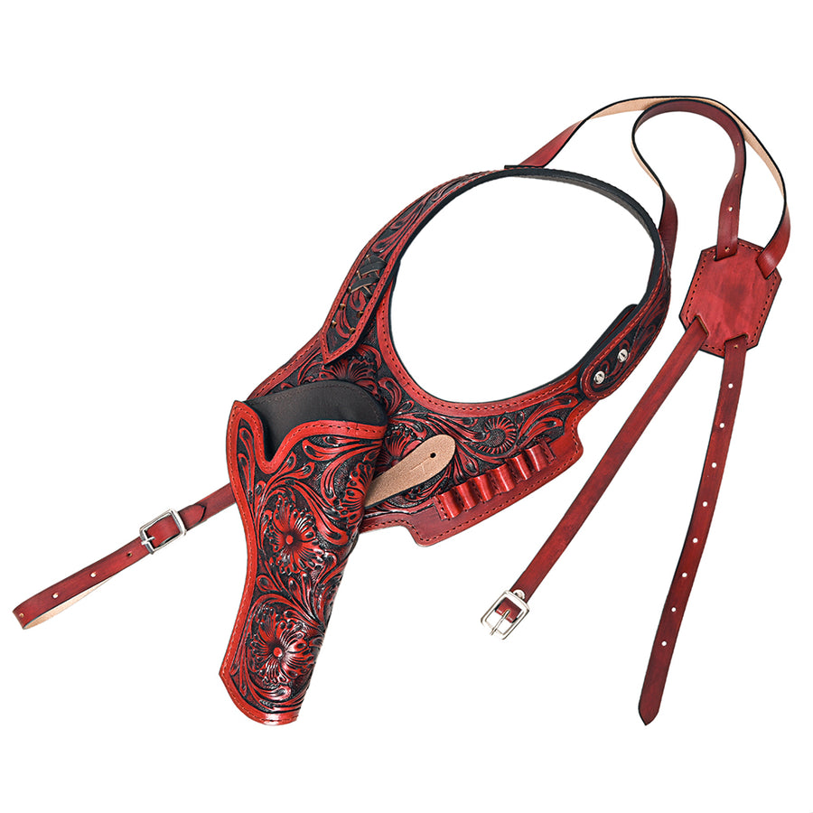 Hilason Western Leather Shoulder Rig Gun Holster 44/45 Caliber Mahogany - Uhorse