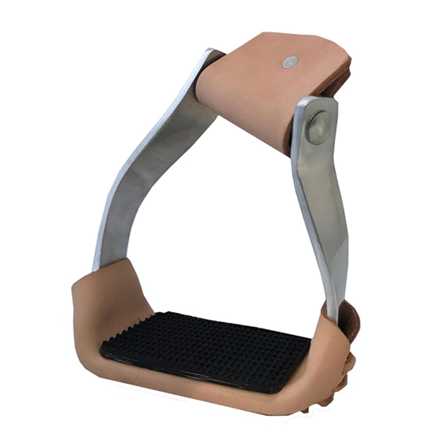 Tan leather stirrups with black rubber tread - Uhorse