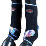 X Large Hilason Horse Medicine Sports Boots Rear Hind Leg Black Galaxy