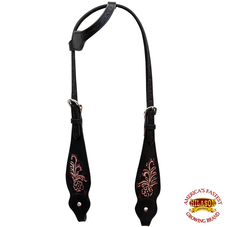 Hilason Western Horse Headstall Bridle American Leather Black Floral - Uhorse