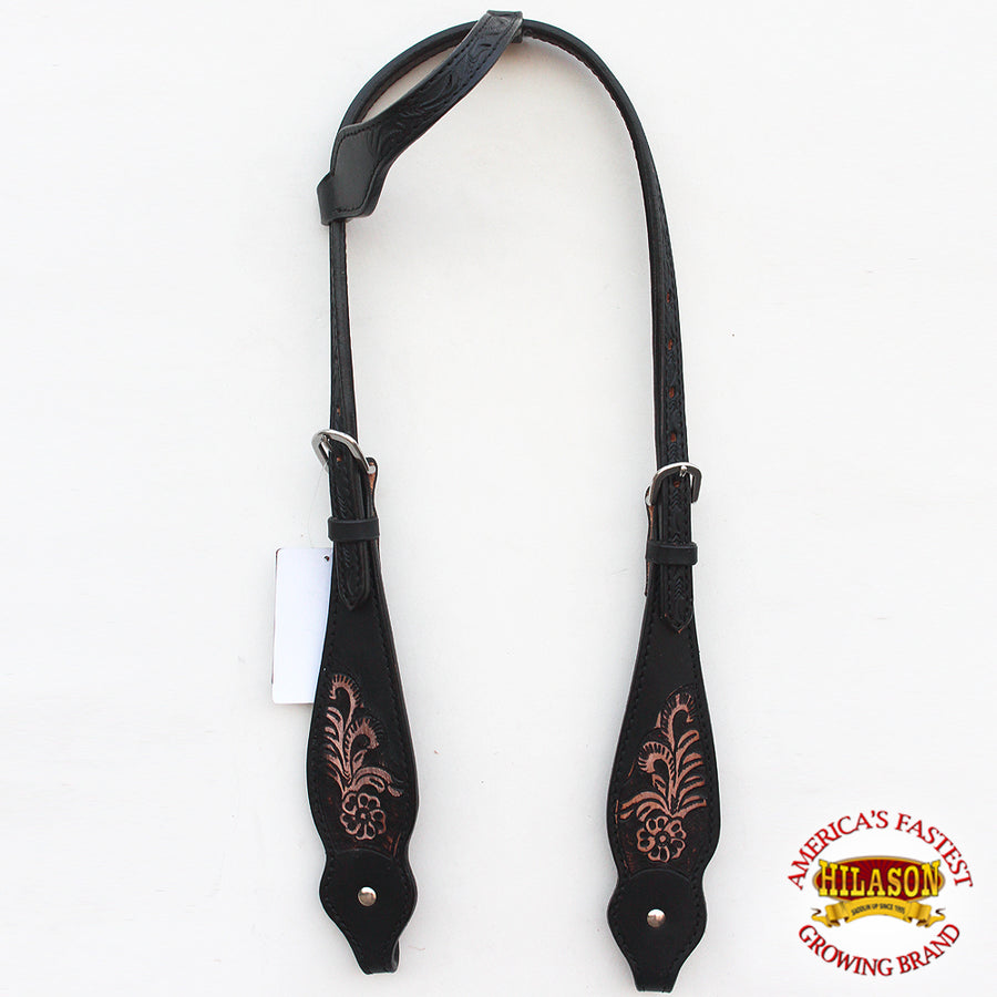 HILASON Western Horse Headstall Bridle American Leather Black Floral | for Horses Headstalls
