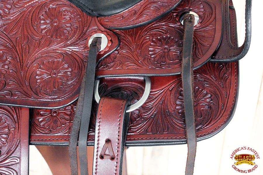 HILASON Custom Designed Rare Western Trick Riding Saddle Mahogany | Horse Racing Leather Saddles for Horses