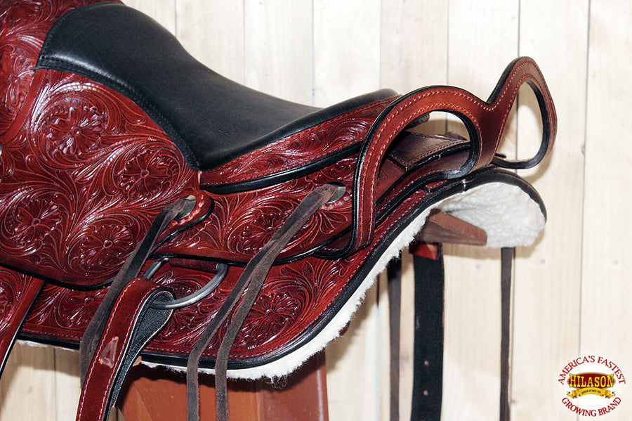 HILASON Custom Designed Rare Western Trick Riding Saddle Mahogany | Horse Racing Leather Saddles for Horses
