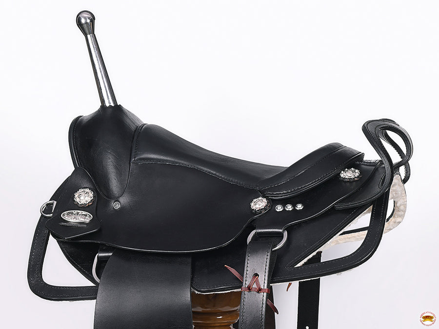 HILASON Custom Designed Rare Western Trick Riding Saddle Balck | Horse Racing Leather Saddles for Horses