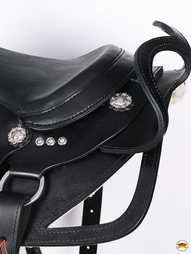 HILASON Custom Designed Rare Western Trick Riding Saddle Balck | Horse Racing Leather Saddles for Horses