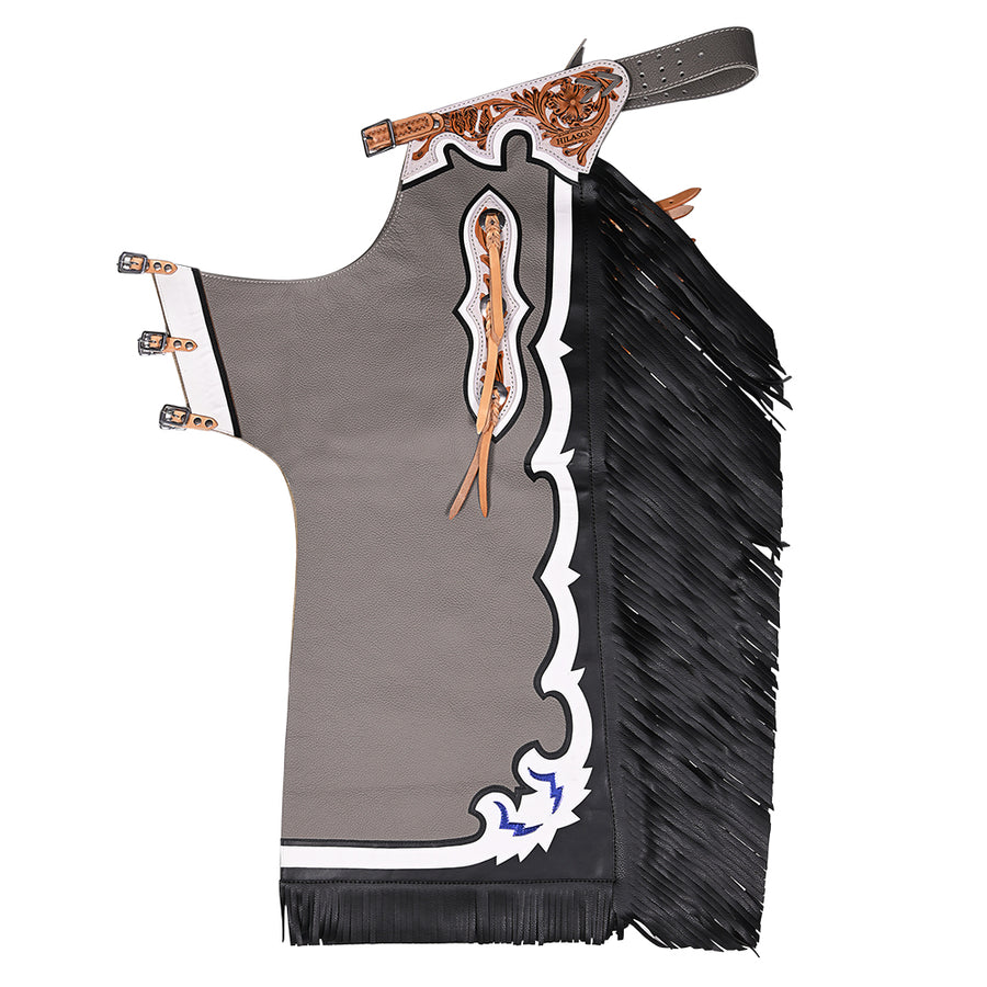 Hilason Handmade Genuine Leather Chaps Adult Handtooled Rodeo Bull Riding - Uhorse