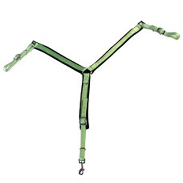 Green nylon three-point breastcollar with metal hardware - Uhorse