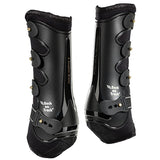 Black synthetic horse leg boots with velcro closures - Uhorse