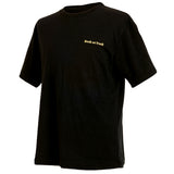 Black cotton t-shirt with yellow "Back on Track" text - Uhorse